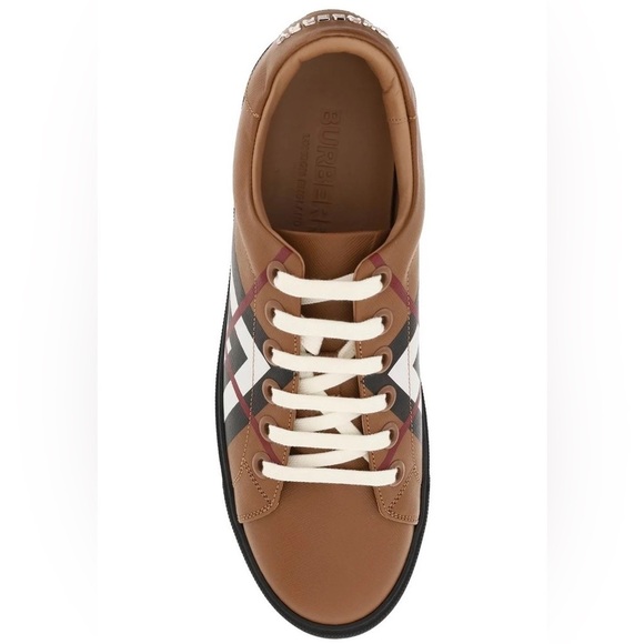 New Season Burberry Checked monogram logo Low-Top Sneakers NWB - Picture 3 of 5